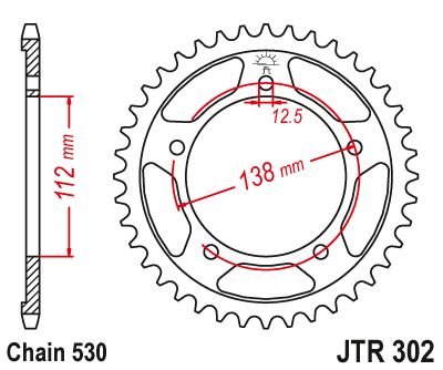 Řetězová rozeta JT JTR 302-42 42 zubů, 530
