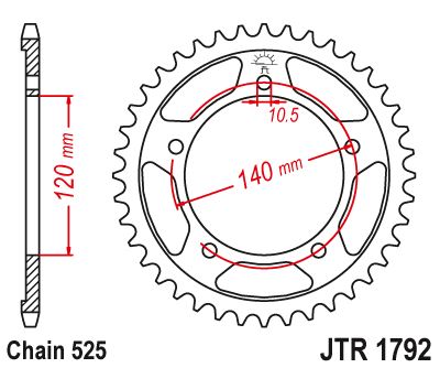Řetězová rozeta JT JTR 1792-43ZBK 43 zubů, 525 Černý zinek