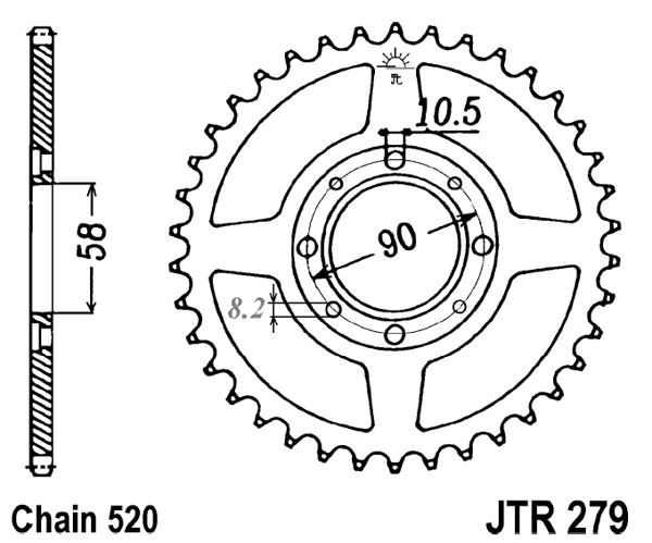 Řetězová rozeta JT JTR 279-31 31 zubů, 520