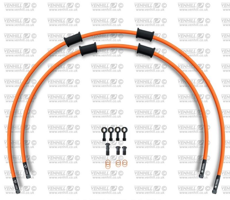 CROSSOVER Hadice přední brzdy sada Venhill POWERHOSEPLUS SUZ-12005FB-OR (2 hadice v sadě) oranžové hadice, černé koncovky