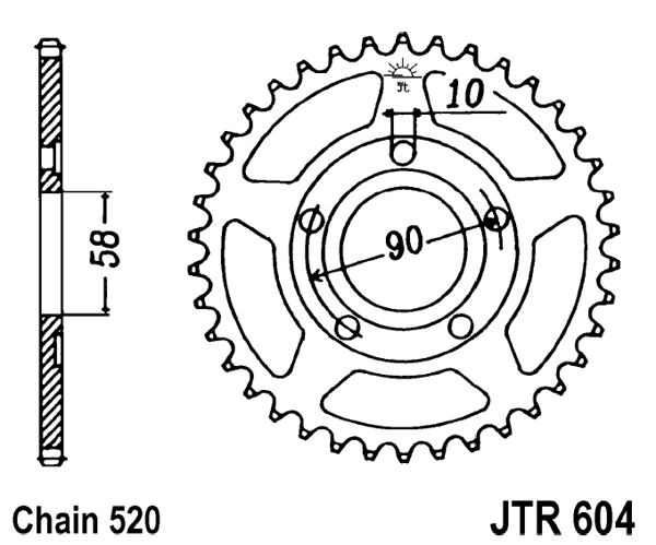 Řetězová rozeta JT JTR 604-38 38 zubů, 520