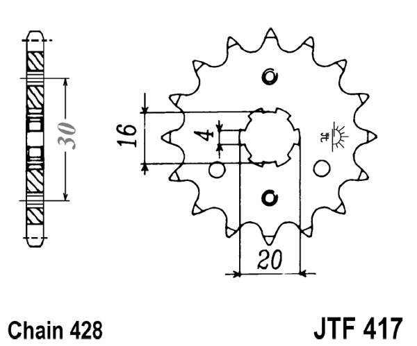 Řetězové kolečko JT JTF 417-16 16 zubů, 428