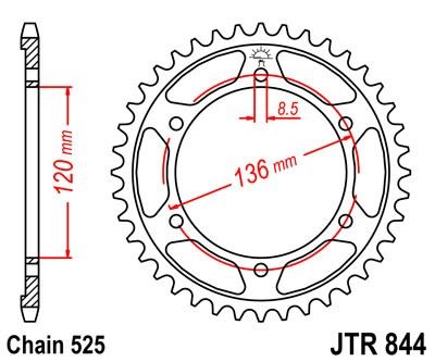 Řetězová rozeta JT JTR 844-44 44 zubů, 525
