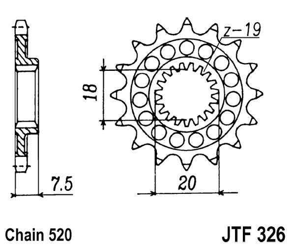 Řetězové kolečko JT JTF 326-12 12 zubů, 520