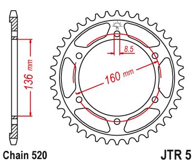 Řetězová rozeta JT JTR 5-47 47 zubů, 520