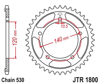 Řetězová rozeta JT JTR 1800-43ZBK 43 zubů, 530 Černý zinek