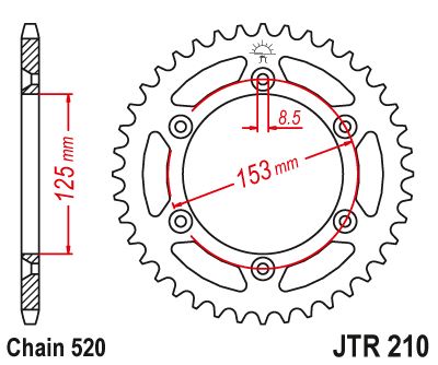 Řetězová rozeta JT JTR 210-49SC 49 zubů, 520 Samočistící, Nízká hmotnost