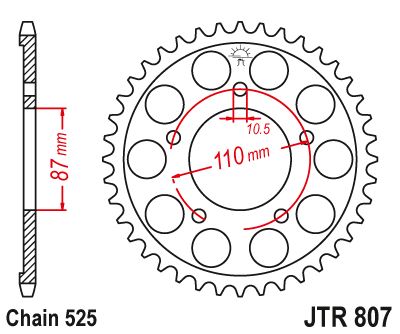 Řetězová rozeta JT JTR 807-44 44 zubů, 525