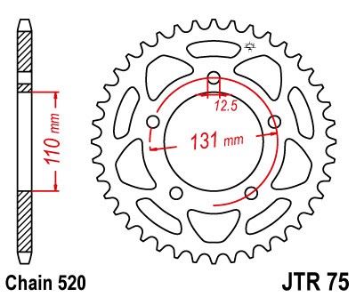 Řetězová rozeta JT JTR 75-45 45 zubů, 520