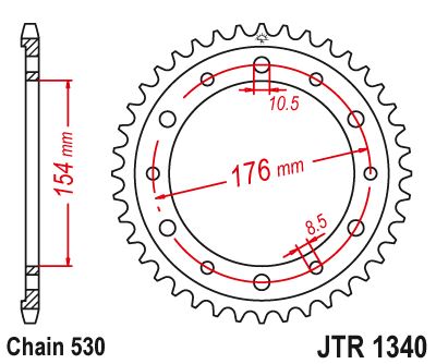 Řetězová rozeta JT JTR 1340-43ZBK 43 zubů, 530 Černý zinek
