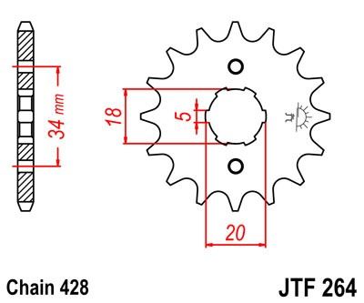 Řetězové kolečko JT JTF 264-15 15 zubů, 428