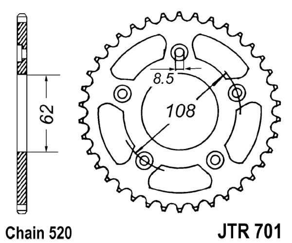 Řetězová rozeta JT JTR 701-42 42 zubů, 520