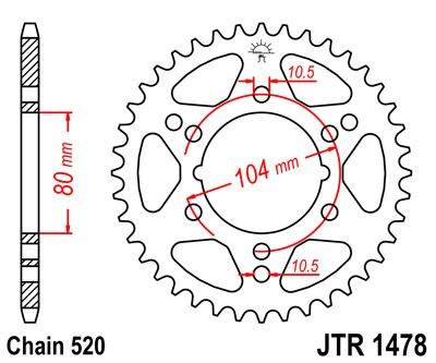 Řetězová rozeta JT JTR 1478-42 42 zubů, 520