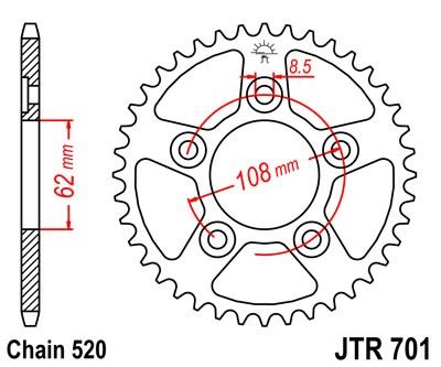 Řetězová rozeta JT JTR 701-38 38 zubů, 520
