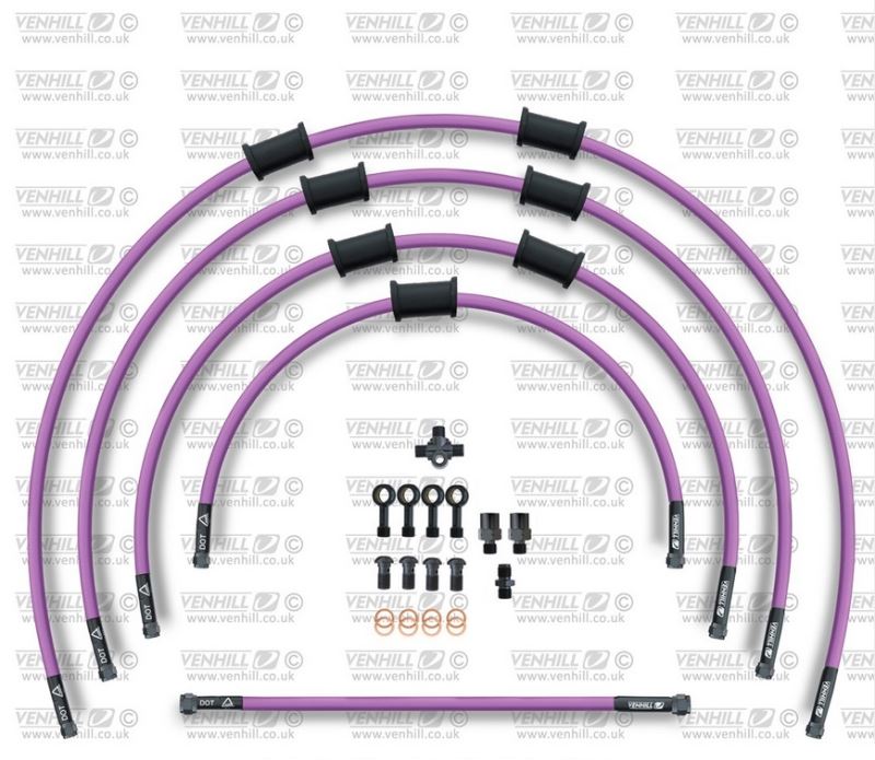 STANDARD Hadice přední brzdy sada Venhill POWERHOSEPLUS YAM-9001FB-PU (5hadic v sadě) fialové hadice, černé koncovky
