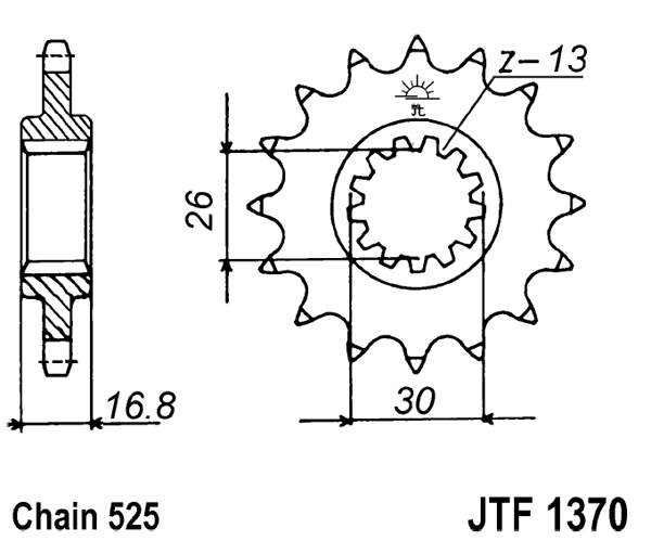 Řetězové kolečko JT JTF 1370-16RB 16 zubů, 525