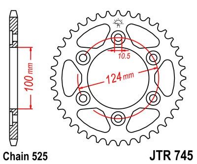 Řetězová rozeta JT JTR 745-42 42 zubů, 525