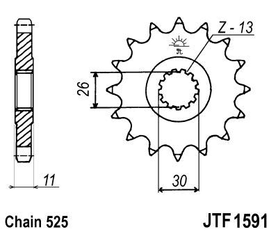 Řetězové kolečko JT JTF 1591-15RB 15 zubů, 525 pogumované