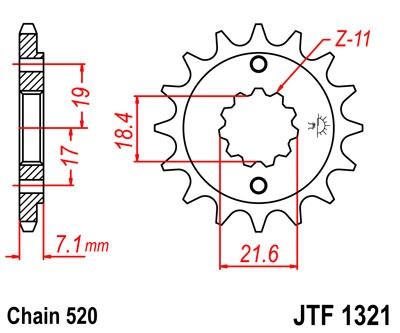 Řetězové kolečko JT JTF 1321-14 14 zubů, 520