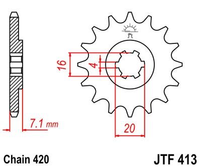 Řetězové kolečko JT JTF 413-15 15 zubů, 420