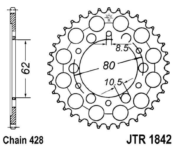 Řetězová rozeta JT JTR 1842-52 52 zubů, 428