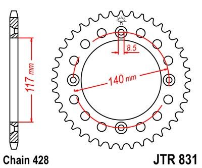 Řetězová rozeta JT JTR 831-46 46 zubů, 428