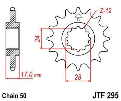 Řetězové kolečko JT JTF 295-16 16 zubů, 530