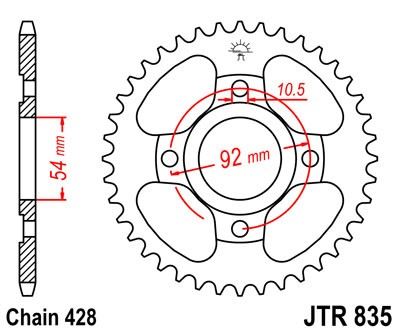 Řetězová rozeta JT JTR 835-49 49 zubů, 428