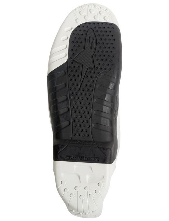 podrážky pro boty TECH 10 model 2014 až 2018, ALPINESTARS (černé/bílé, pár)