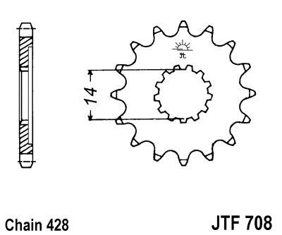 Řetězové kolečko JT JTF 708-13 13 zubů, 428