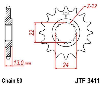 Řetězové kolečko JT JTF 3411-16 16 zubů, 530