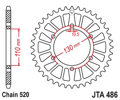 Hliníková řetězová rozeta JT JTA 486-47BLK 47 zubů, 520 černá