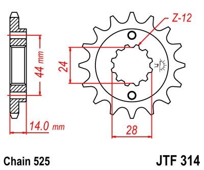 Řetězové kolečko JT JTF 314-15 15 zubů, 525