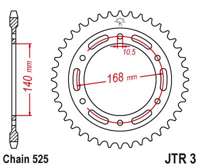 Řetězová rozeta JT JTR 3-41ZBK 41 zubů, 525 Černý zinek