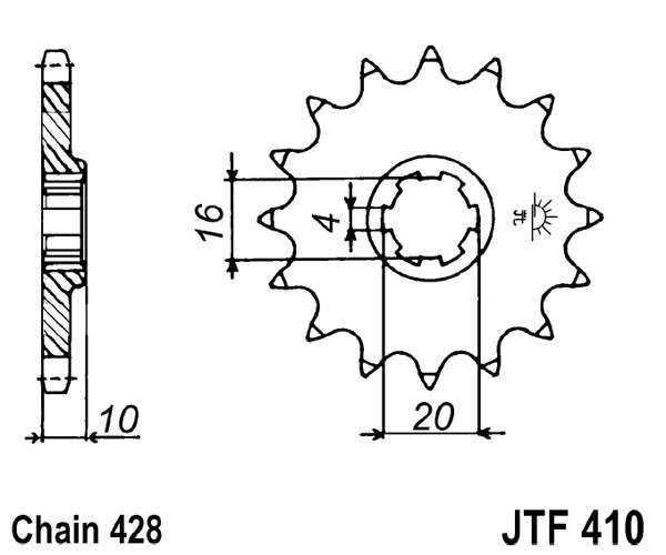 Řetězové kolečko JT JTF 410-14 14 zubů, 428
