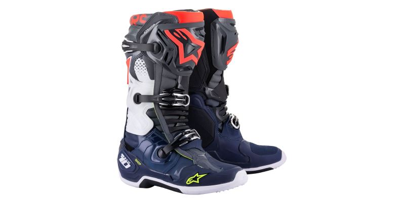 Boty TECH 10 2022, ALPINESTARS (šedá/modrá/červená/bílá)