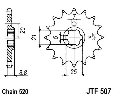 Řetězové kolečko JT JTF 507-14 14 zubů, 520