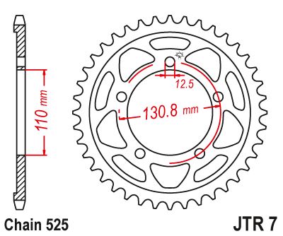 Řetězová rozeta JT JTR 7-44ZBK 44 zubů, 525 Černý zinek