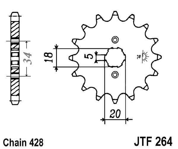 Řetězové kolečko JT JTF 264-16 16 zubů, 428