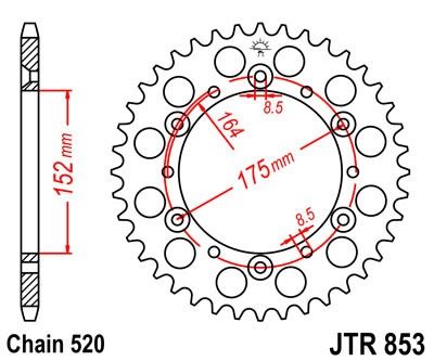 Řetězová rozeta JT JTR 853-52 52 zubů, 520