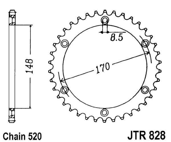 Řetězová rozeta JT JTR 828-42 42 zubů, 520