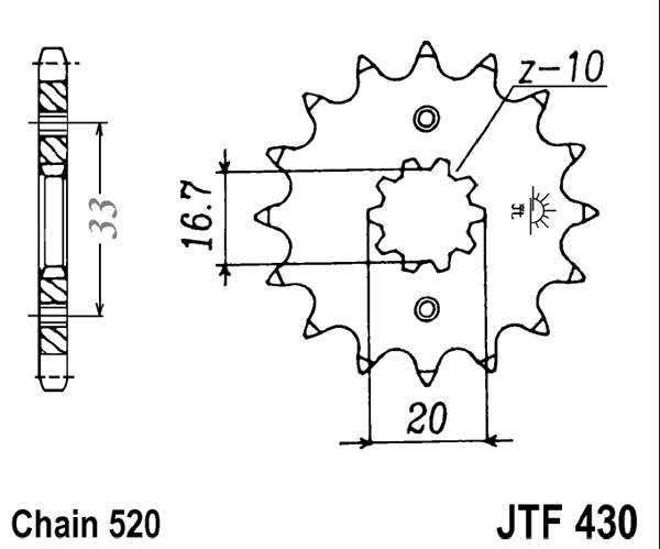 Řetězové kolečko JT JTF 430-15 15 zubů, 520