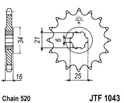Řetězové kolečko JT JTF 1043-14 14 zubů, 520