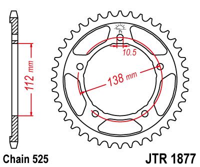 Řetězová rozeta JT JTR 1877-45 45 zubů, 525