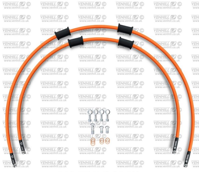 RACE Hadice přední brzdy sada Venhill POWERHOSEPLUS SUZ-5012FS-OR (2 hadice v sadě) oranžové hadice, nerezové koncovky