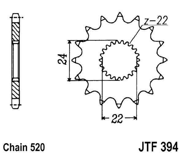 Řetězové kolečko JT JTF 394-14 14 zubů, 520