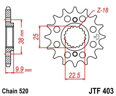 Řetězové kolečko JT JTF 403-13 13 zubů, 520