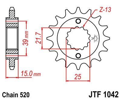 Řetězové kolečko JT JTF 1042-15 15 zubů, 520