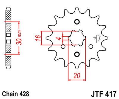 Řetězové kolečko JT JTF 417-17 17 zubů, 428