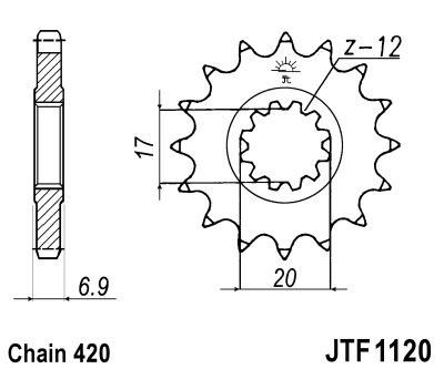 Řetězové kolečko JT JTF 1120-14 14 zubů, 420